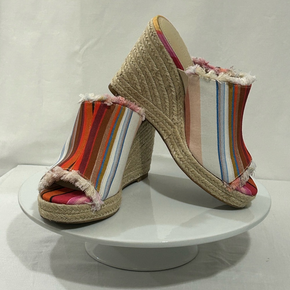 Liverpool - Multicolor Striped Wedge Sandals With Frayed Hems